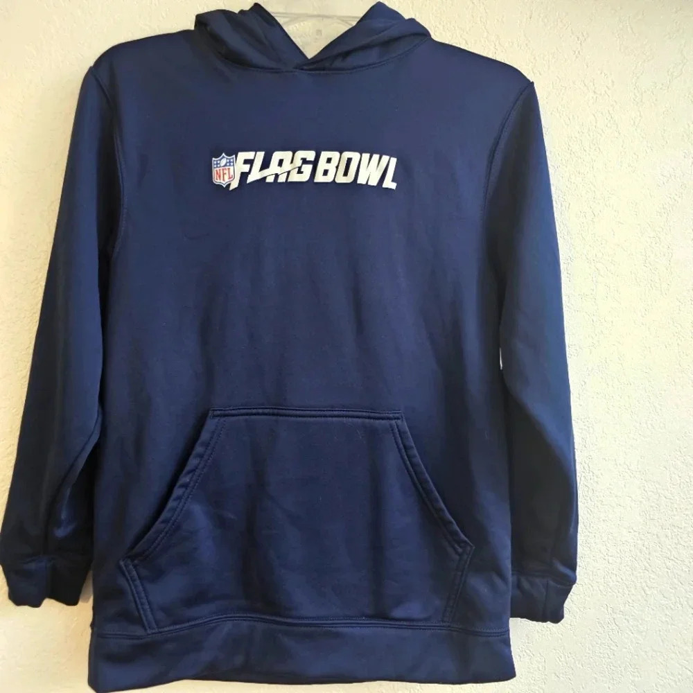 Nfl Augusta youth large Navy Size 10 12  flag bowl football hoodie
